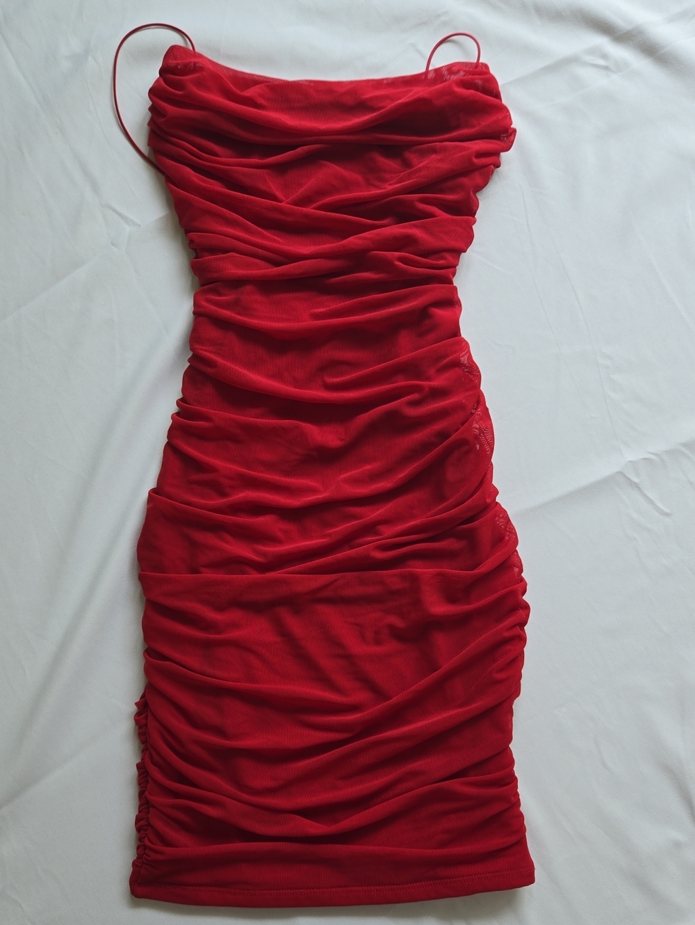 Oh Polly Red Ruched Mini Dress